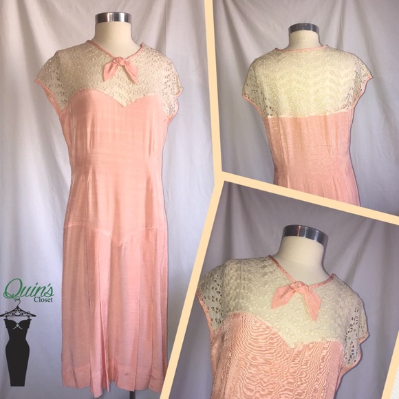 Hand Crafted Dresses & Skirts - Vintage late 1950 peach dress Handmade